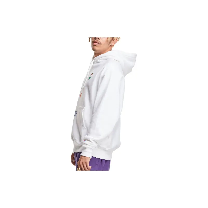 Champion x Super Mario Bros Fire Mario Fire Flower Hooded Regular Sweatshirt US Version Unisex White-2