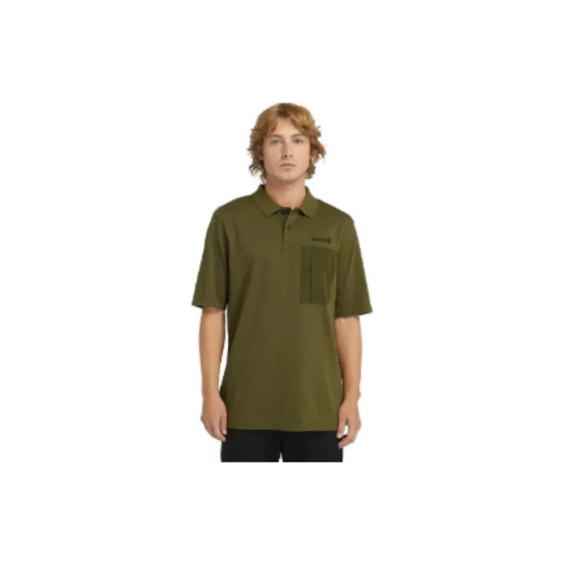 Timberland Polo Shirts Men Dark Olive Green-3