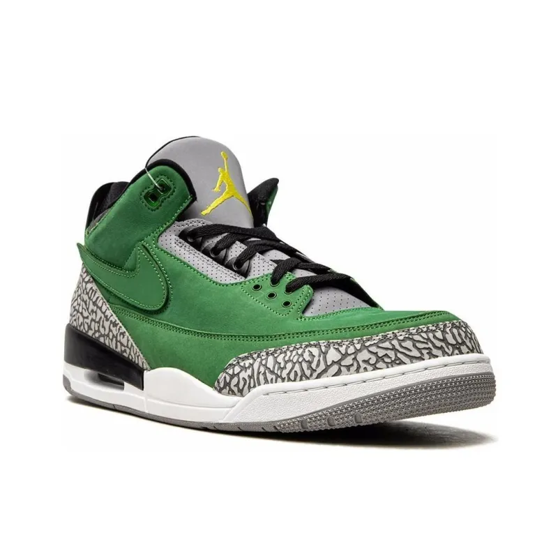 Jordan Air Jordan 3 Slip-Resistant Mid-Top Vintage Basketball Shoes Unisex Apple Green-2