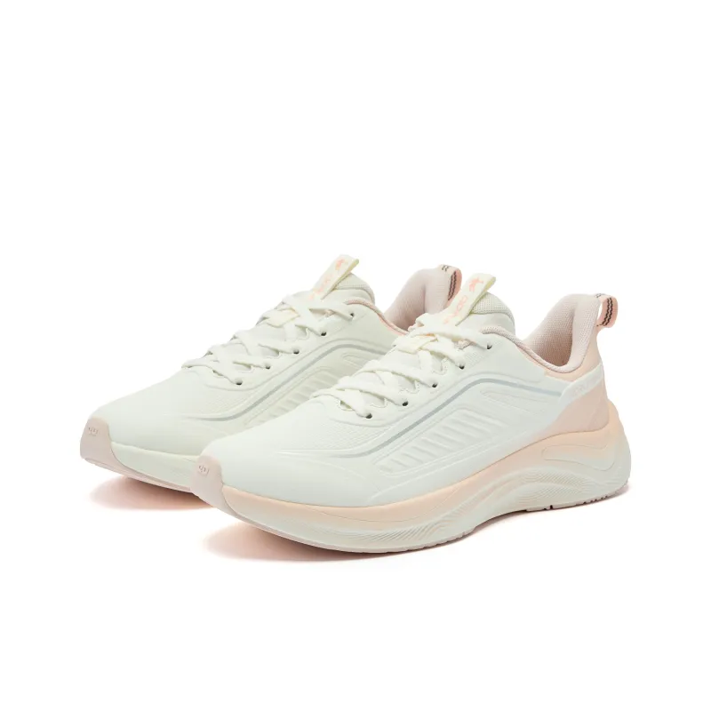 QIAODAN Rainwing 4.0 Running Shoes Women's Low Top Ivory/Cloud Pink-2