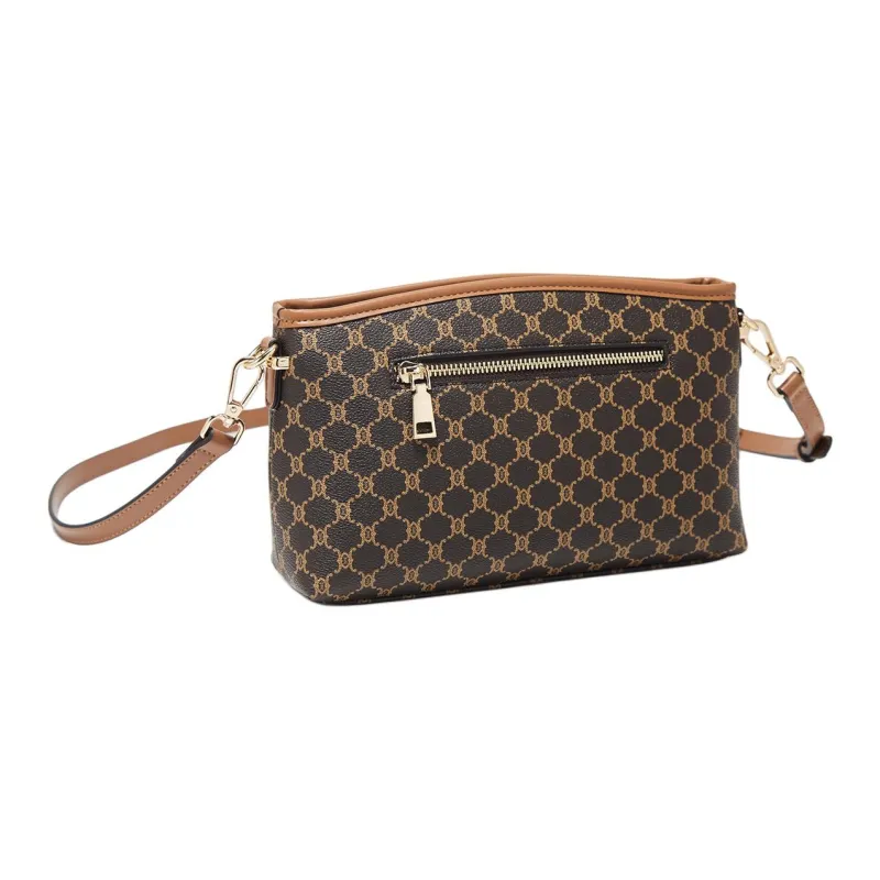Marino Orlandi Synthetic Leather PVC Small Square Bag, Mom Bag, Crossbody Bag, Shoulder Bag Women's Khaki/Coffee-25