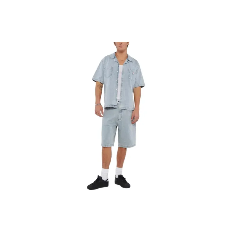 GUESS Shirts Men Light Blue-3