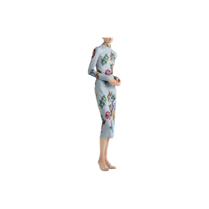 PRADA Long-Sleeved Dresses Women's Steel Gray-2