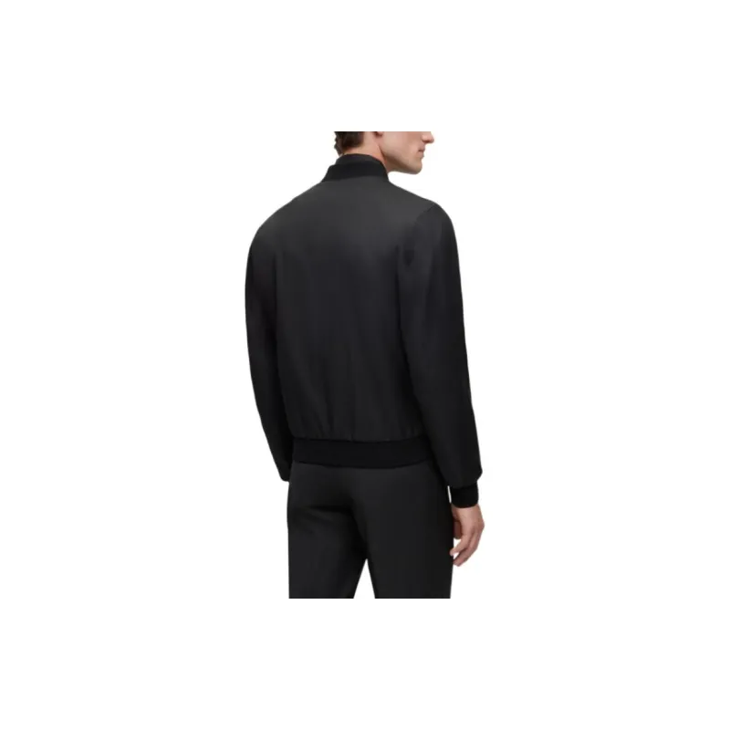 HUGO BOSS Zip-Up Jacket In Virgin-Wool Serge Jackets Coats Men's Black-4