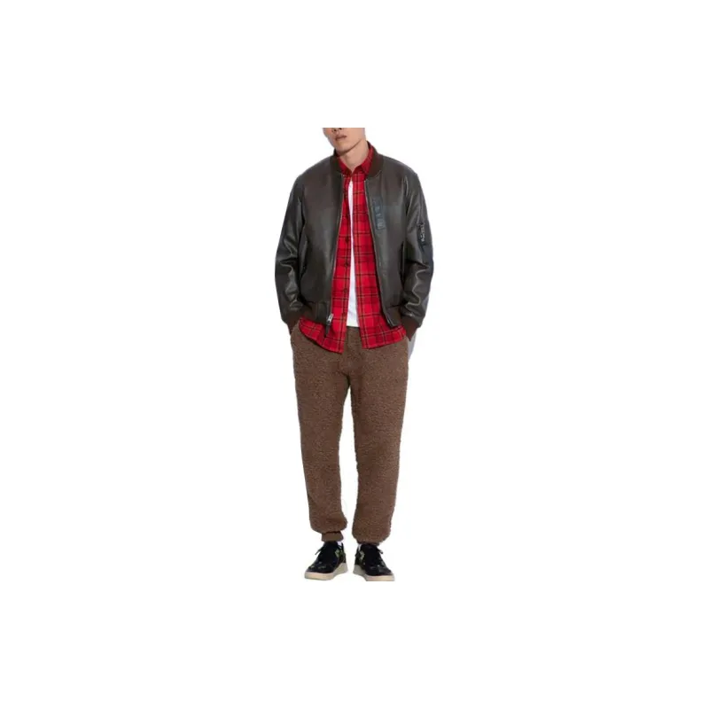 COACH Leather Jacket Men's Dark Brown-1