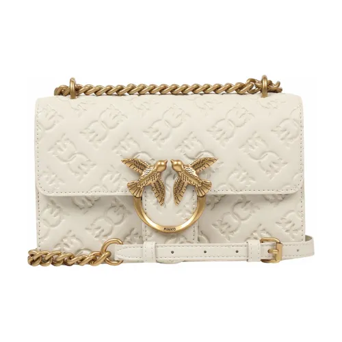 PINKO Cow Leather Shoulder Bag Crossbody Bag Small Size Women's White