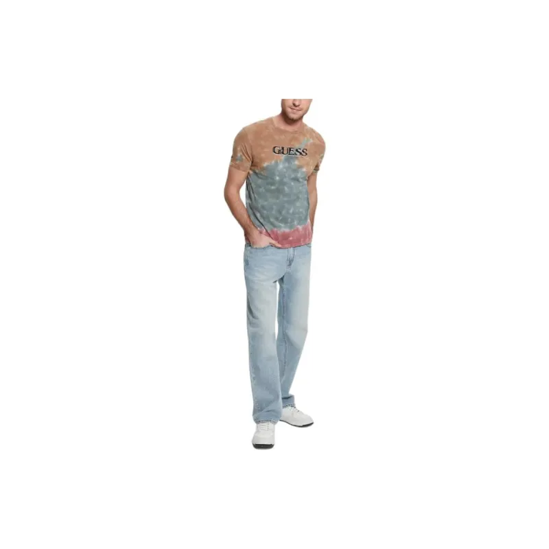 GUESS Eco Tie-Dye Logo Tee T-Shirt Men's Brown-1