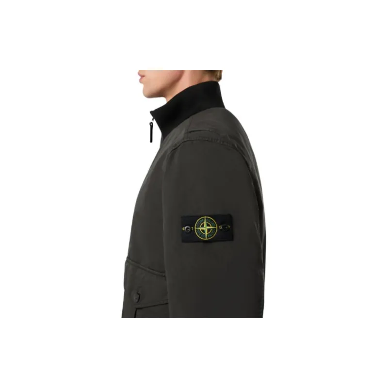 STONE ISLAND Logo Patch Zip Up Bomber Jacket-5