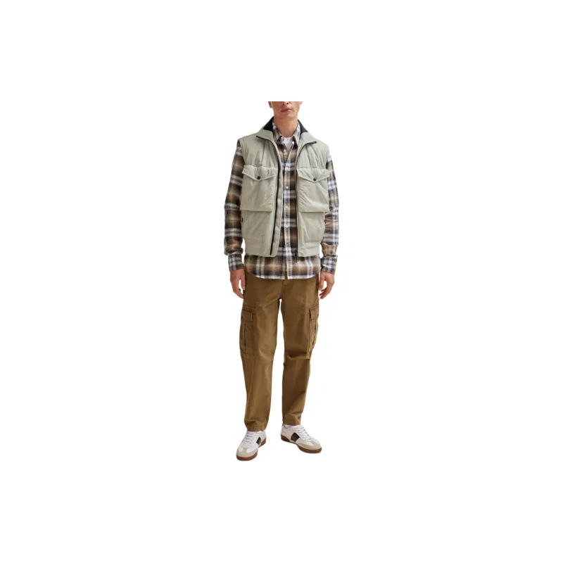 HUGO BOSS Water Repellent Bomber Jacket With Detachable Sleeves Jackets Coats Men's Ecru-1
