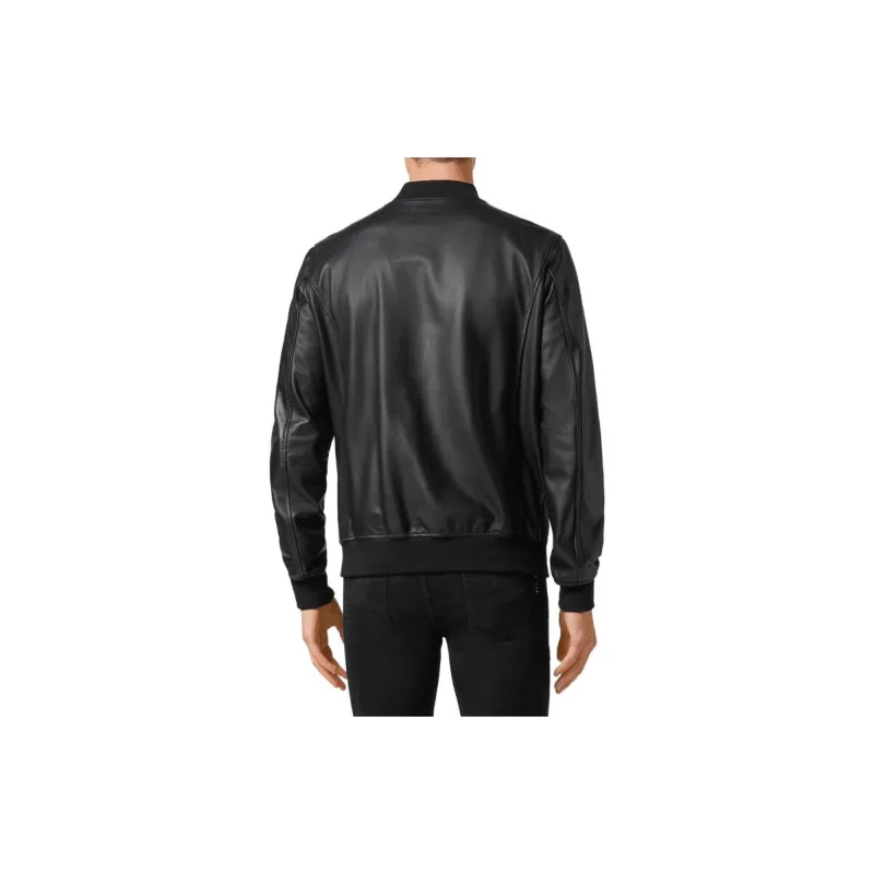 PHILIPP PLEIN Leather Bomber Jacket-3