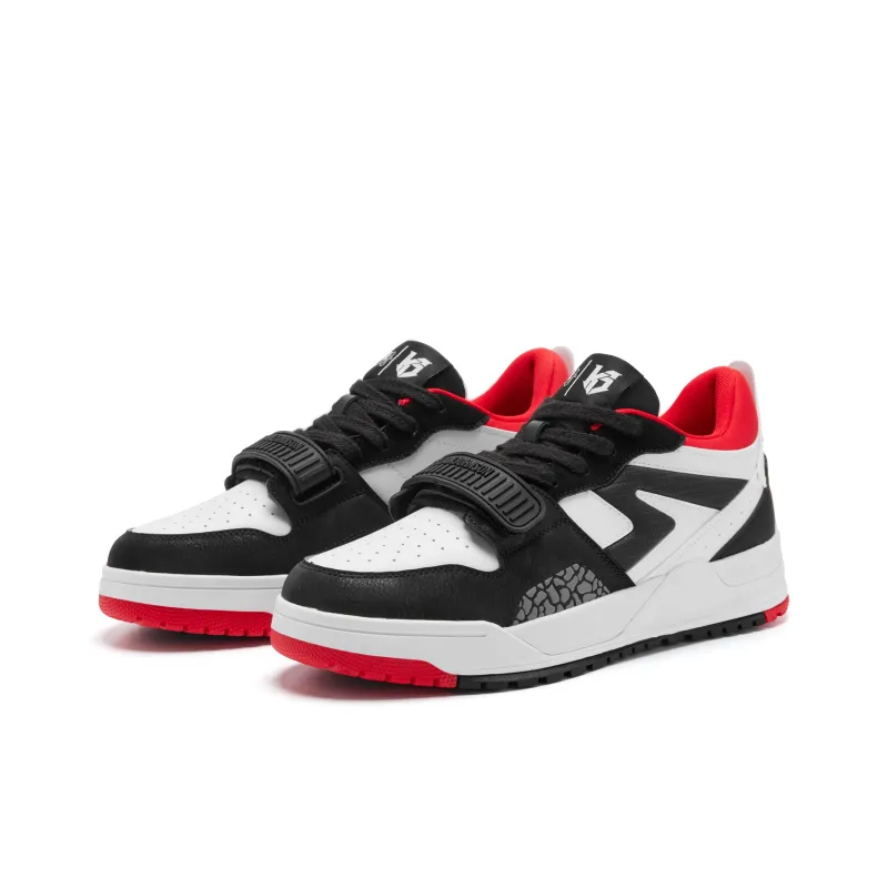 QIAODAN Legend Vintage Basketball Shoes Men Low Top Black/Tomato Red-2
