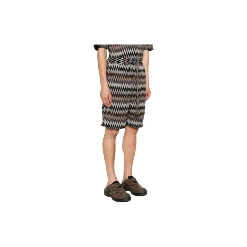 SONG FOR THE MUTE Chevron-knit Elasticated-waist Shorts-1