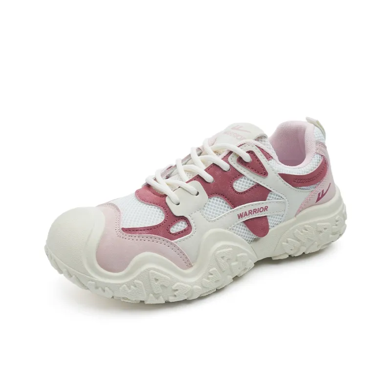 Warrior Anti Slip Wear Resistant Low Top Chunky Sneakers Women's Beige Pink-1