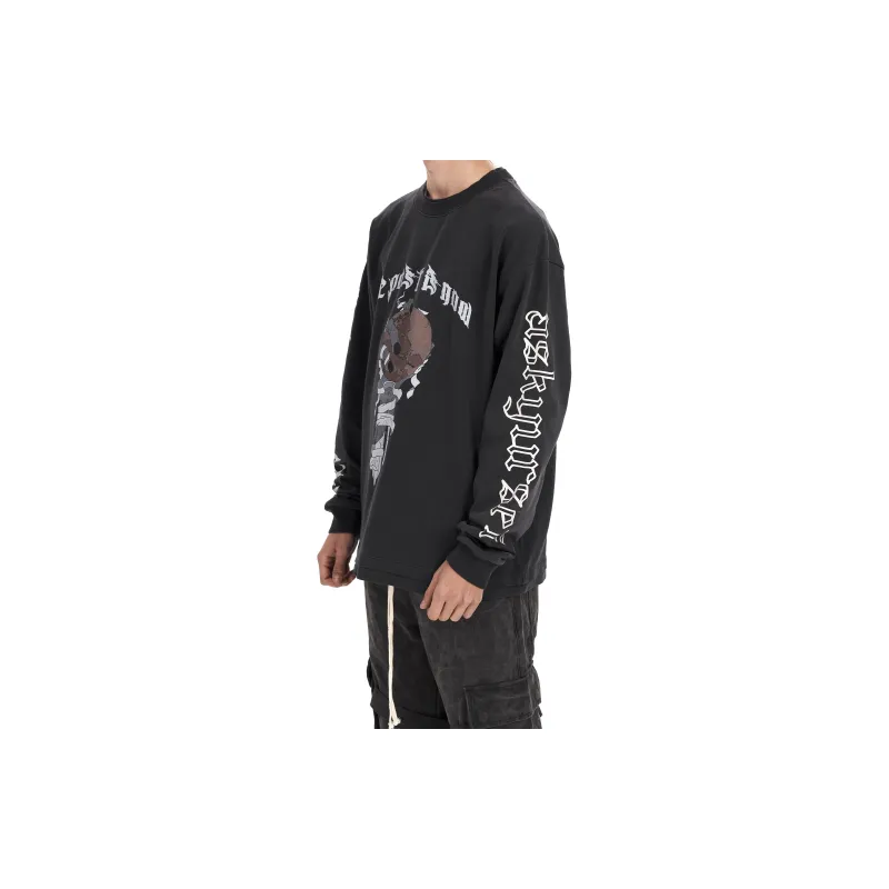 Askyurself Drop Shoulder Sleeve T Shirt Unisex Washed Black-3