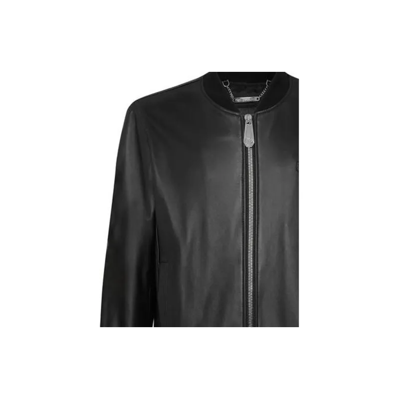 PHILIPP PLEIN Leather Bomber Jacket-5