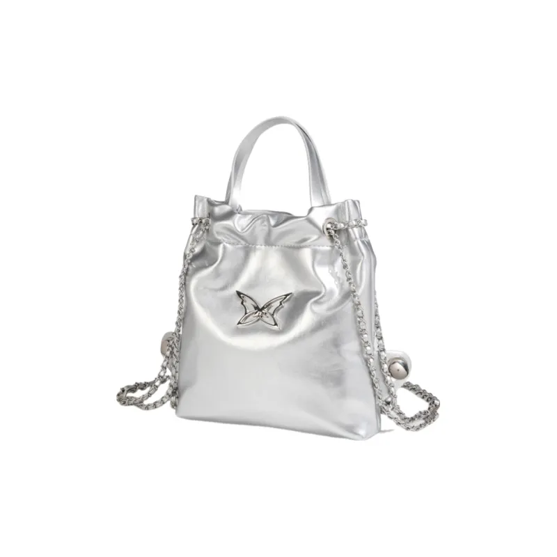 NATTY PU Backpack Small Size Women's Silver-17