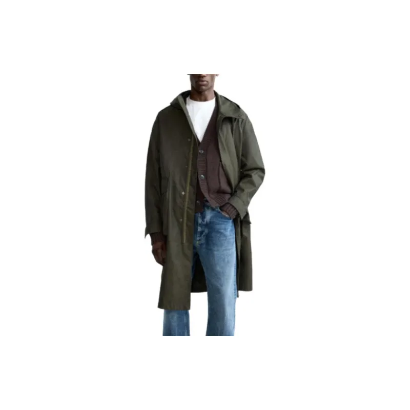 ZARA Parka Coats Men Green-2
