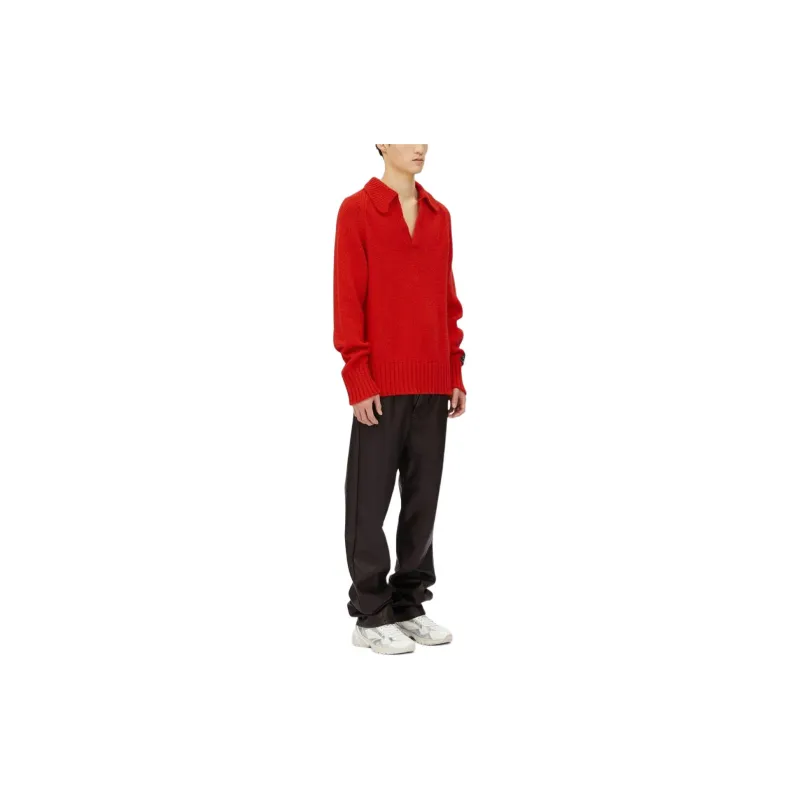 MSGM Classic Collar Sleeve Patch Jumper-1