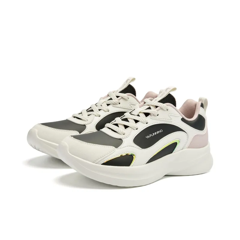 QIAODAN Cushioning Anti Slip And Wear Resistant Low Top Casual Running Shoes Women's White Black-2