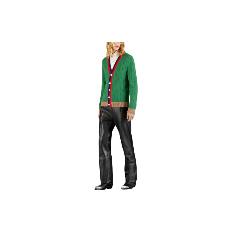 GUCCI Web stripe Wool Cardigan-1
