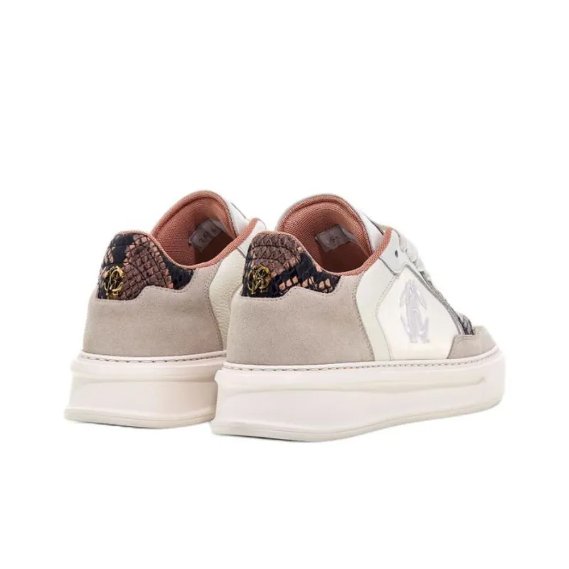 Roberto Cavalli Low-Top Skateboard Shoes Women's White Brown-4