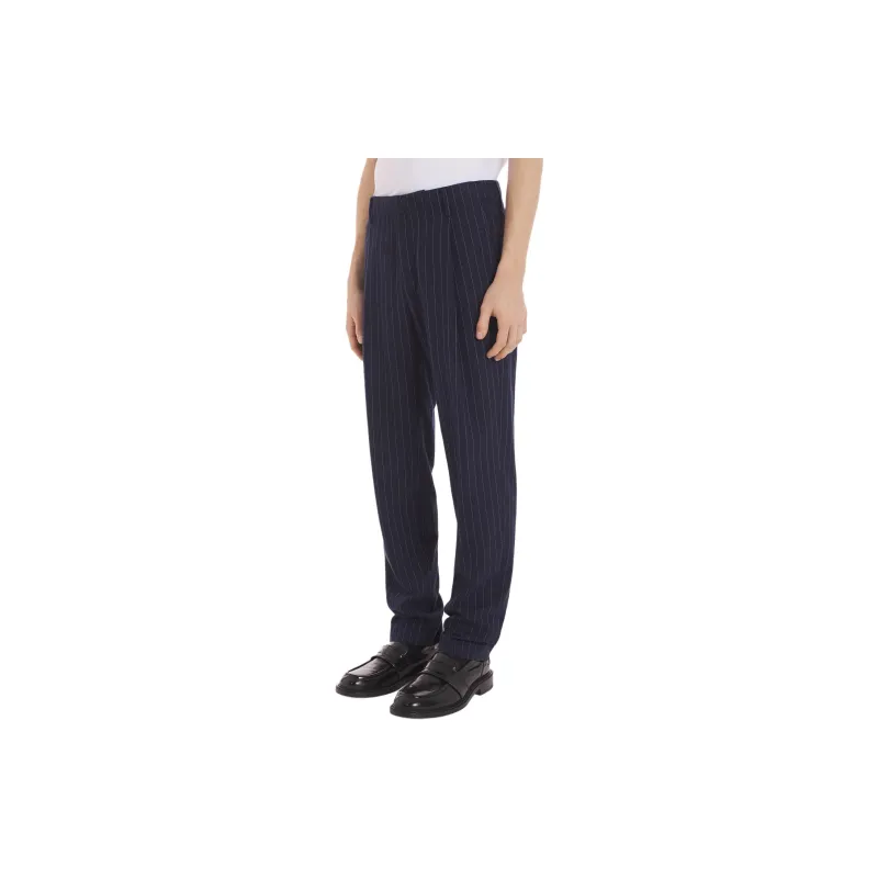 Maison Kitsune Pleated Striped Tapered Trousers-4