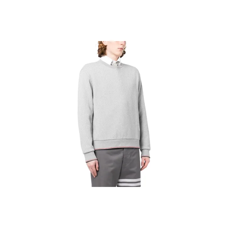 THOM BROWNE Herringbone Pattern Crewneck Sweater-3