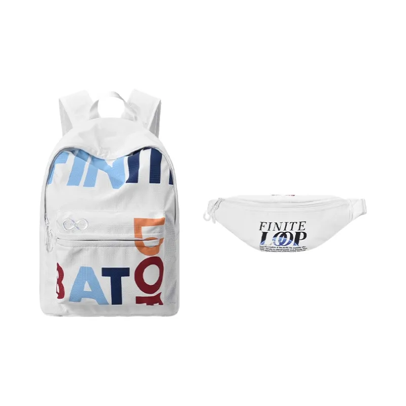 FINITE LOOP 8Atheist Collaboration Recycled Polyester Backpack Unisex White-6