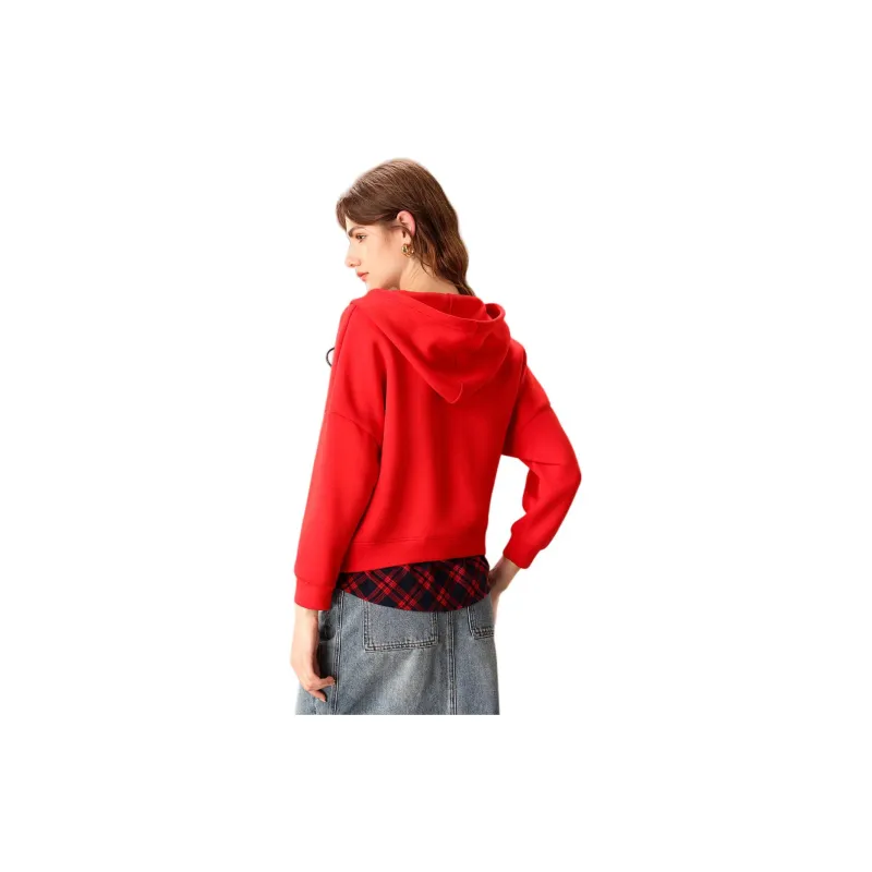 FENHONGMALI Sweatshirt Women's Red-1