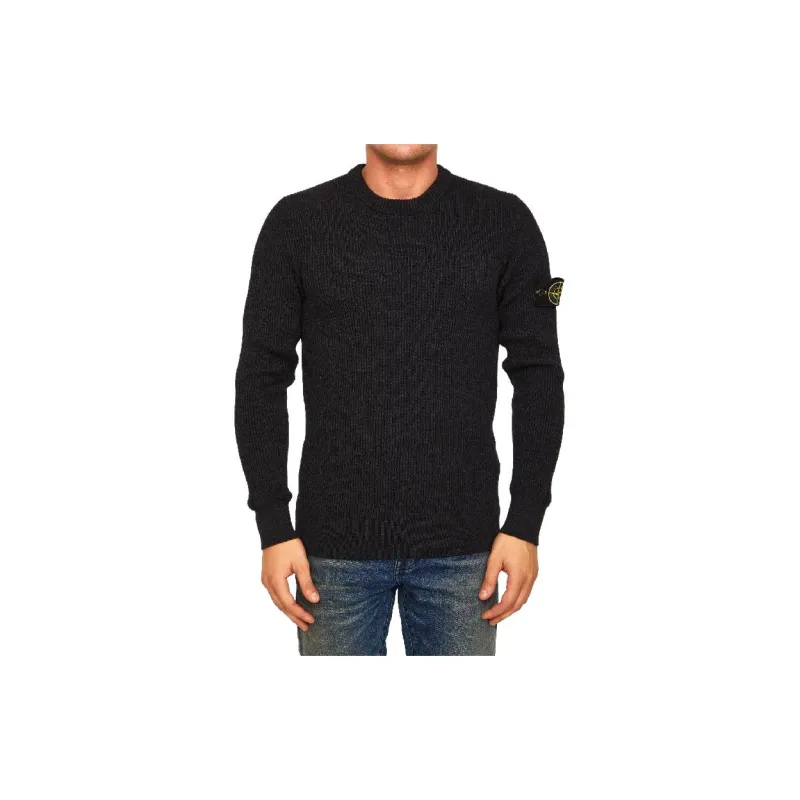 STONE ISLAND Logo Patch Knitted Jumper-1