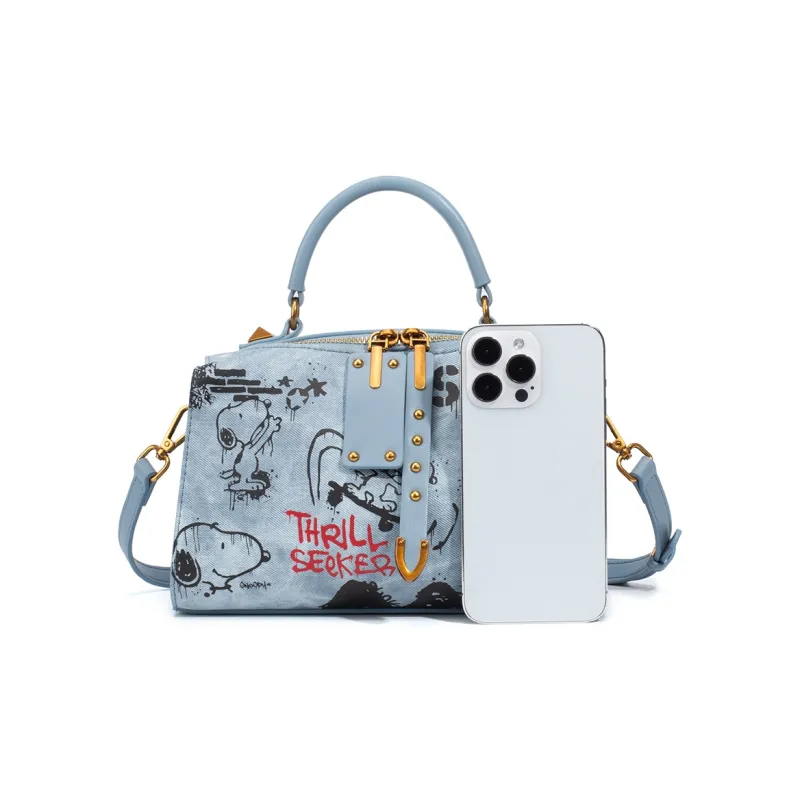 SNOOPY PU One Shoulder Handbags Women's Blue-4
