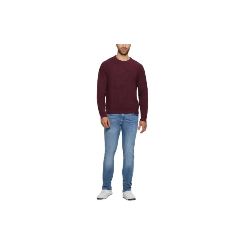 GUESS Eco Two-Tone Waffle Sweater Sweater Men's Red-1
