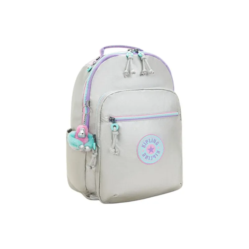 Kipling Polyamide Backpack Large Size Unisex Metallic Silver/Blue/Fuchsia/Black-6