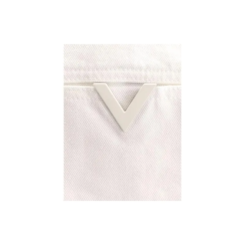 Valentino Buttoned Logo Plaque Denim Jacket-7