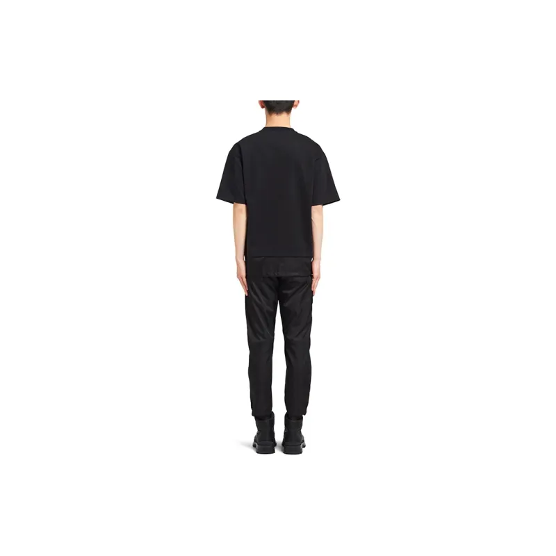 PRADA Cotton Nylon Detail Boxy Cut T-shirt-2