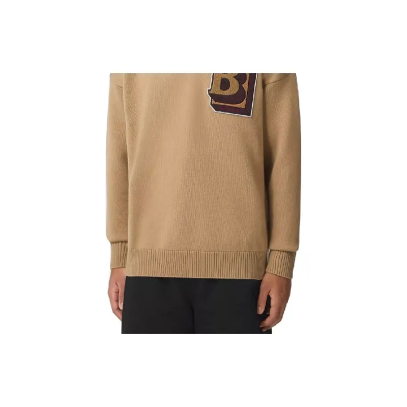 Burberry Wool Round Neck Knitwear Men's Camel 80443321-5