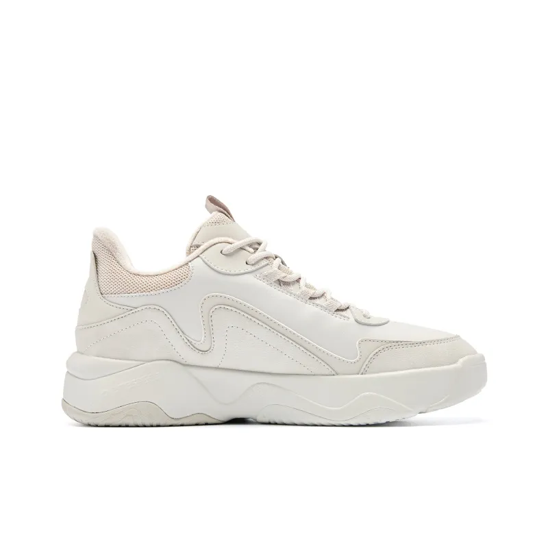 QIAODAN Height Increasing Wear-Resistant Slip-Resistant Low-Top Skateboard Shoes Men's Beige-1