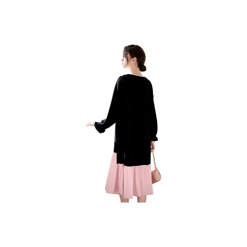 TOUCH Long Sleeved Dress Women's Black & Pink-1