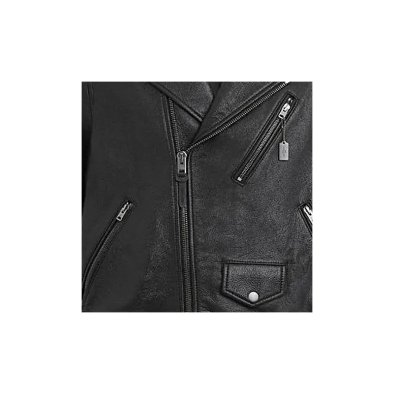 COACH Leather Jacket Men's Black-4