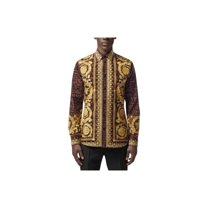 VERSACE SS23 Shirt Men's Yellow Brown-2