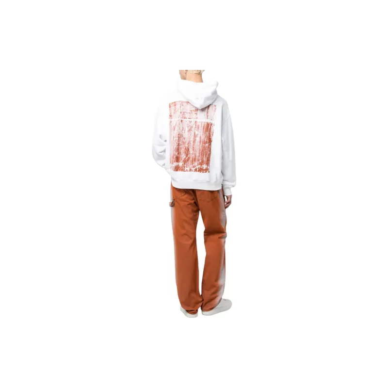 Off- Logo Printed Drawstring Hoodie-3