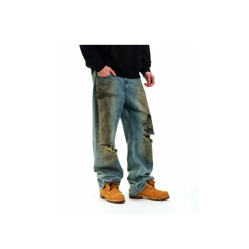 BEASTER x TIEBIATONGMU,LIANMINGKUAN BEASTER X Astro Boy Co branded Series Jeans Unisex Blue-3