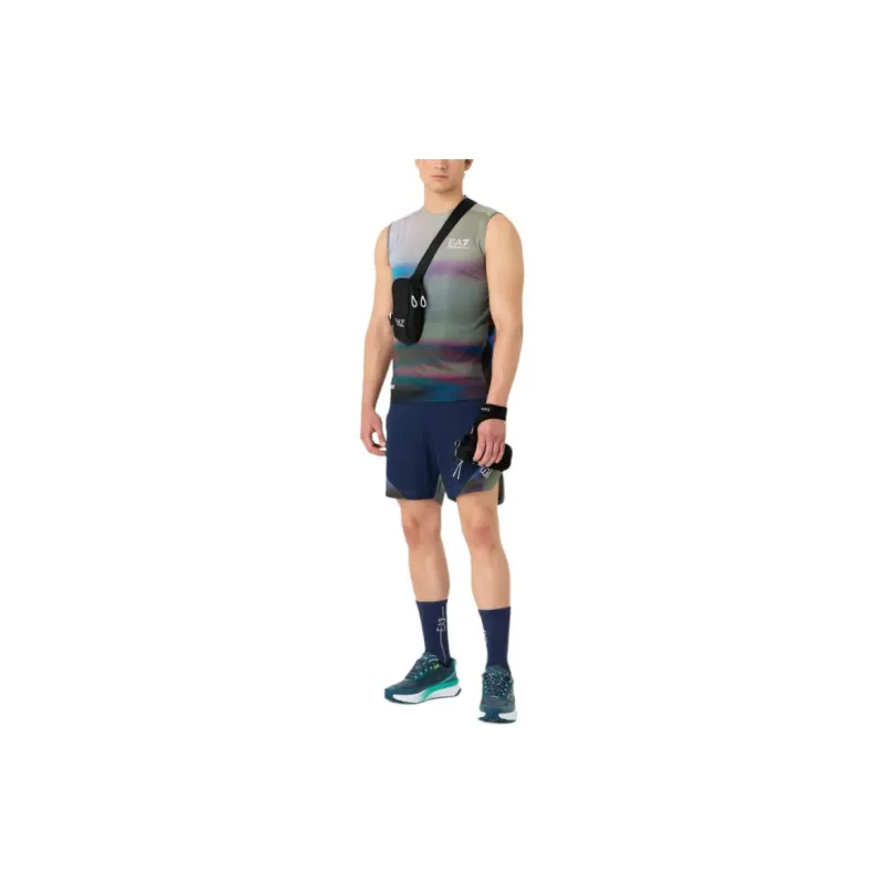 EMPORIO ARMANI EA7 Gradient Letter Logo Print Crew Neck Sleeveless T Shirt Men's Multicolor-3