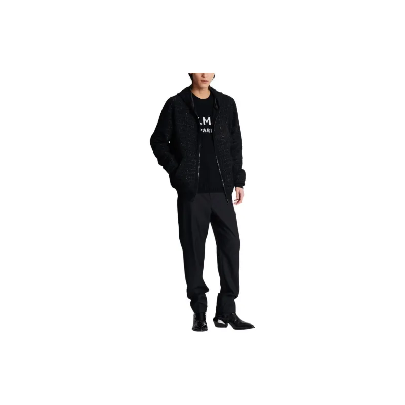 BALMAIN Tweed Hooded Jacket-3