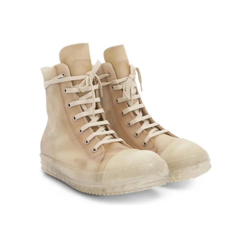 RICK OWENS/RO Edfu High Top Stylish Skateboarding Shoes Men's Beige Umber Vintage Version-2