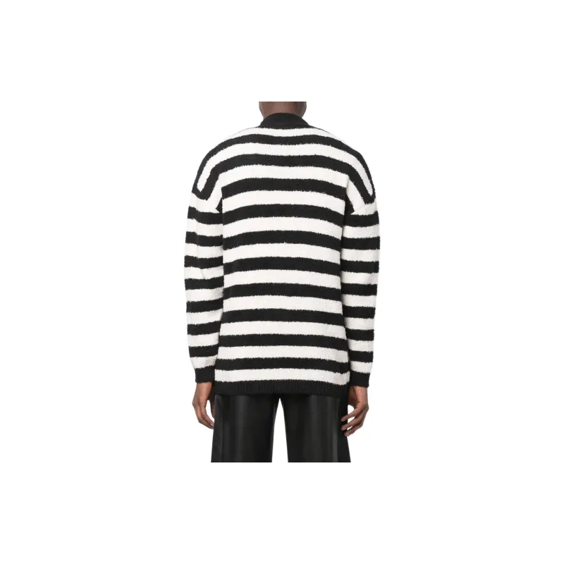 BALMAIN Logo patch Striped Cardigan-3