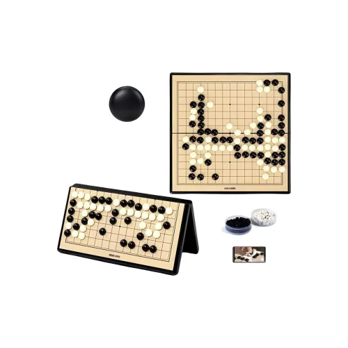 Deli 19 Route Go Ma Go Game With Magnetic, Brain Enhancing Black White Chess Foldable Board Set Board Games