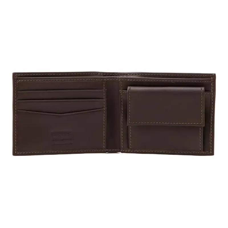 Levi’s Grained Cow Leather Wallet Men's Dark Brown-2