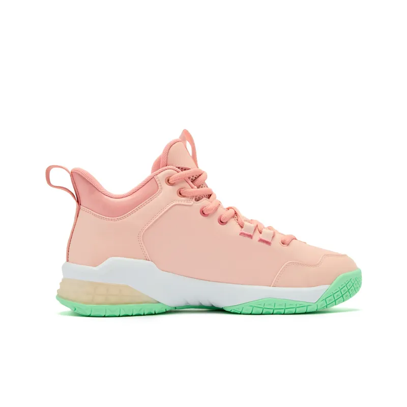 QIAODAN Kill Shot 1.0 Basketball Shoes Men Mid Top Porcelain Pink/Apricot Pink-1