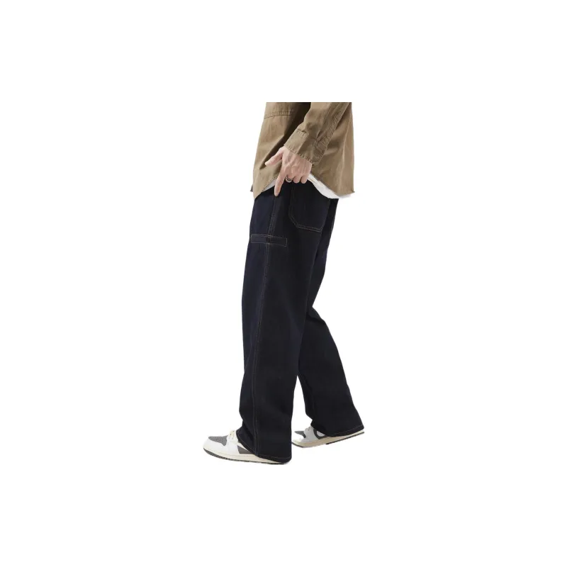 FAIRWHALE Straight Jeans Spring And Summer Men's Dark Blue-4